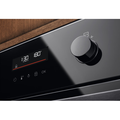 Духовой шкаф Electrolux электрический, 72л, A++, дисплей, конвекция, пиролиз, телескопические направляющие, черный