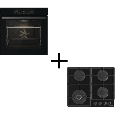 Комплект Gorenje (духовка електрична BO6735E05B + газова поверхня на склі GTW641EB), 743549, чорний