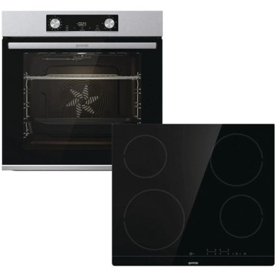 Комплект Gorenje (духовка + поверхня склокераміка BO6737E02X-нерж+ECT41SC-чорна), 738881