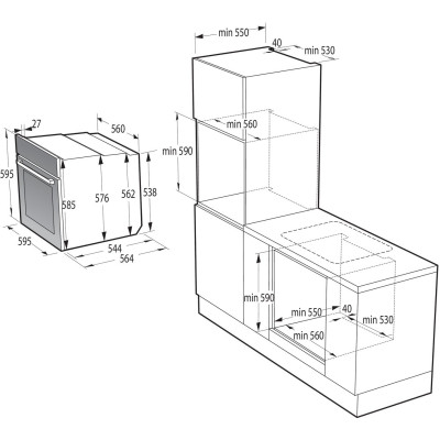 Комплект Gorenje (духовка + поверхня склокераміка BO6737E02X-нерж+ECT41SC-чорна), 738881