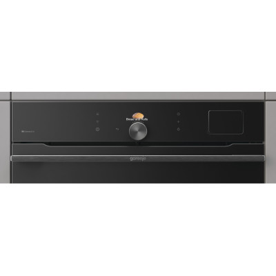 Духовой шкаф Gorenje электрический, 77л, A+, Wi-Fi, пароварка, дисплей, конвекция, готов. на разных уровнях, черный