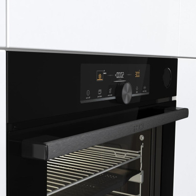 Духова шафа Gorenje електрична, 77л, A+, пара, дисплей, 300°C, Wi-Fi, чорний