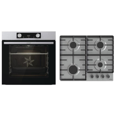 Комплект Gorenje (духовка електрична BO6737E02XK+варильна поверхня газова G642ABX), 743550, нерж.