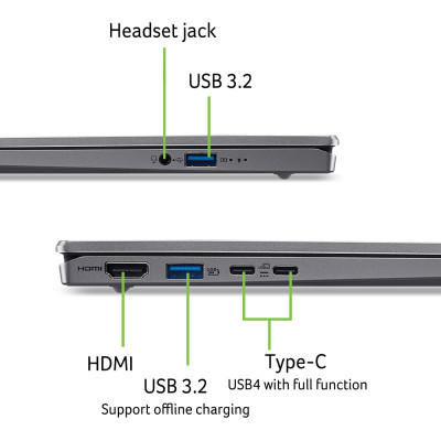 Ноутбук Acer Swift Go 14 SFG14-64 14" WUXGA OLED, AMD R5-340, 16GB, F512GB, UMA, Win11, сріблястий
