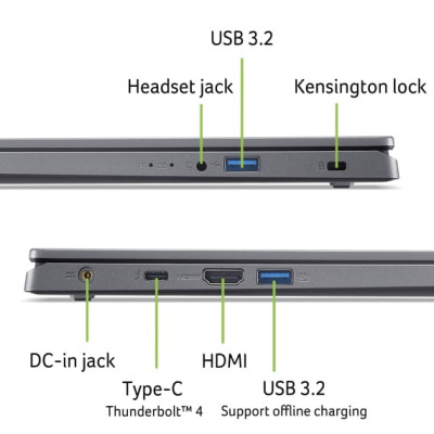 Ноутбук Acer Aspire 15 A15-51M 15.6" FHD IPS, Intel i5-13420H, 16GB, F1TB, UMA, Lin, сірий