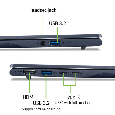 Ноутбук Acer Swift 14 AI SF14-51 14.5" 2.8K OLED, Intel U5-226V, 16GB, F512GB, UMA, Win11, синий