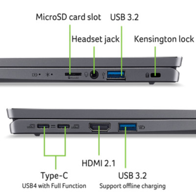 Ноутбук Acer Swift Go 14 SFG14-63 14" 2.8K OLED, AMD R5-8645HS, 16GB, F512GB, UMA, Win11, серый