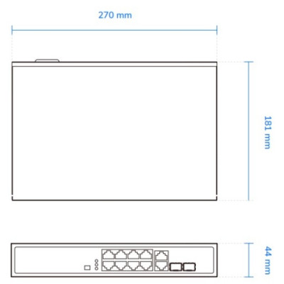 Коммутатор VIVOTEK AW-FGT-100D-120, Unmanaged 8xFE PoE + 2xGE Combo Switch