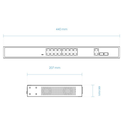 Коммутатор VIVOTEK AW-FGT-180D-250, Unmanaged 16xFE PoE + 2xGE Combo Switch