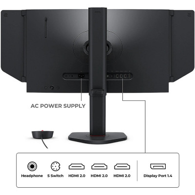 TFT 24.1" BenQ ZOWIE XL2566X+, 400Гц, HDMI 2.0 x3, DP 1.4, DyAc 2, HAS, Pivot, темно-сірий