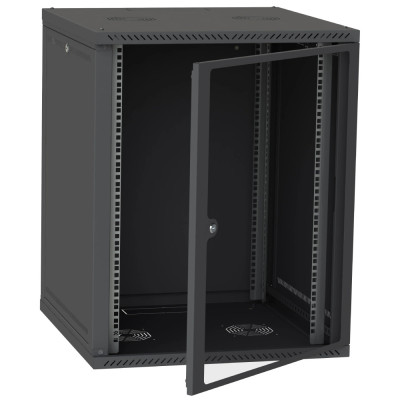 IPCOM СН-18U 600х600 Шафа телекомунікаційна двері скло (чорна)