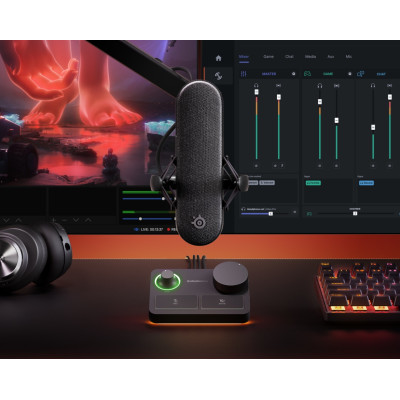 Ігровий стрим мікрофон SteelSeries Alias Pro RGB XLR Stream Mixer 1" Capsule