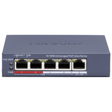 Hikvision DS-3E0105P-E/M(C) POE Комутатор 4 порти некерований