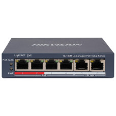 Hikvision DS-3E0106P-E/M(B) POE Комутатор 4 порти некерований