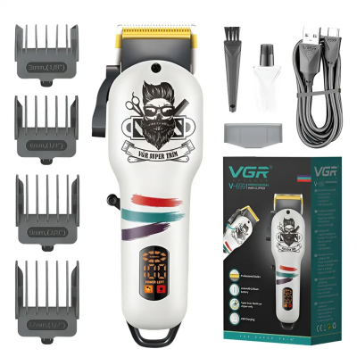 Тример для бороди та волосся VGR V-699B акумуляторний USB зарядка білий