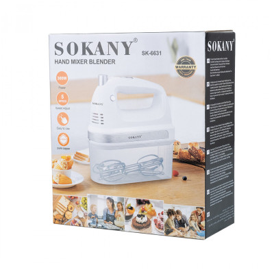 Міксер ручний Sokany SK-6631 із двома насадками 400Вт.