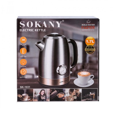 Електрочайник Sokany SK1031SS із термометром 1.7 л.
