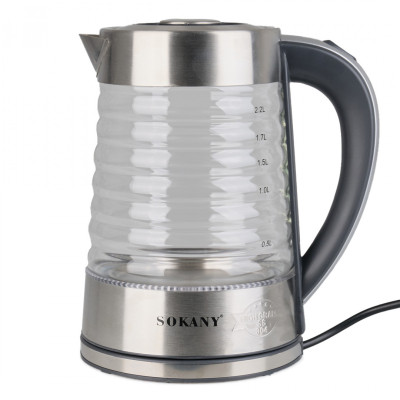 Электрочайник Sokany SK1027CST 2.2 литра стеклянный 2000 Вт.