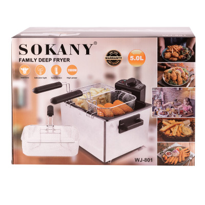 Фритюрниця Sokany WJ801 електрична на 5 літрів, професійна