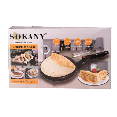 Сковорода електрична млинець з антипригарним покриттям діаметр 20 см Sokany 650 Вт SK5208