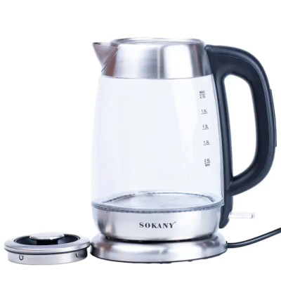 Електрочайник Sokany SK-SH-1069 Electric Kettle 2000W 2l прозорий чайник
