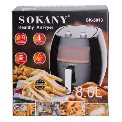 Аерофритюрка Sokany SK-8013 на 8 літрів 1800 Вт чорна