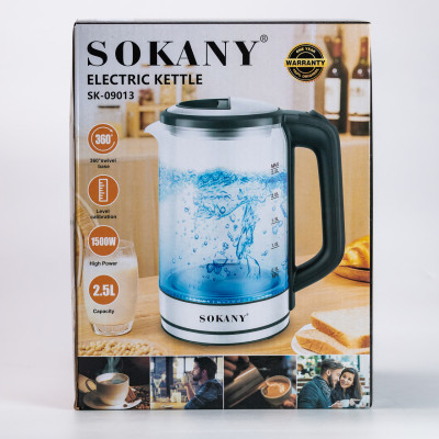 Чайник електричний Sokany SK-09013 2.5 л прозорий