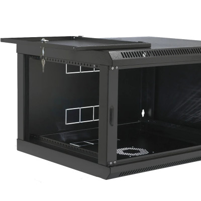 19" 6U, 600x500x373мм акрилове скло, чорна Шафа