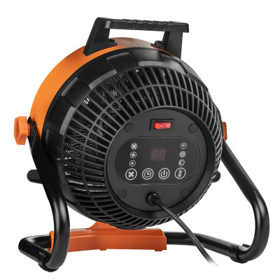 Вентилятор-обогреватель электрический Neo Tools, 2в1, 2.4кВт, 35-50м кв, 460м куб/час, цифровая регулировка, черно-оранжевый.