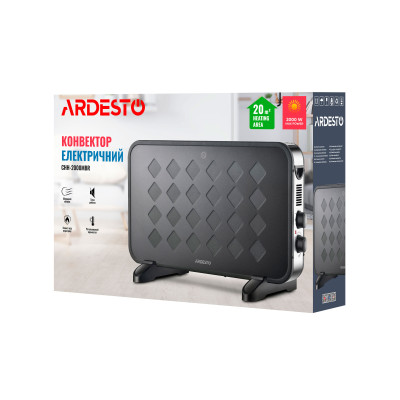 Конвектор ARDESTO, 20м2, 2000Вт, мех. упр-ние, открытый нагрев. элемент, черный