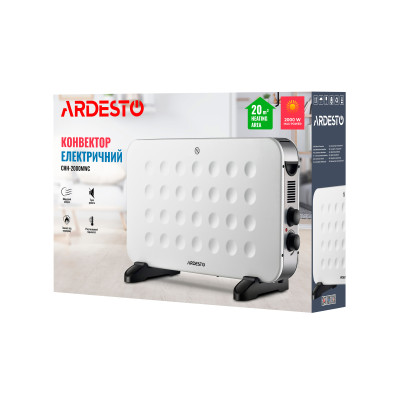 Конвектор ARDESTO, 20м2, 2000Вт, мех. упр-ние, открытый нагрев. элемент, белый