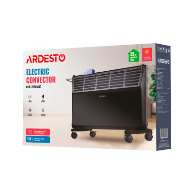 Конвектор ARDESTO, 20м2, 2000Вт, мех. упр-ння, відкритий нагрів. елемент, сушка, чорний
