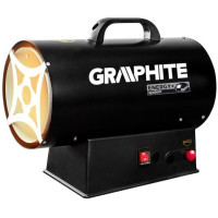 Теплова гармата газова GRAPHITE, акумуляторна 18В, 15кВт, 120м кв, 320м куб/год, чорний, IP24