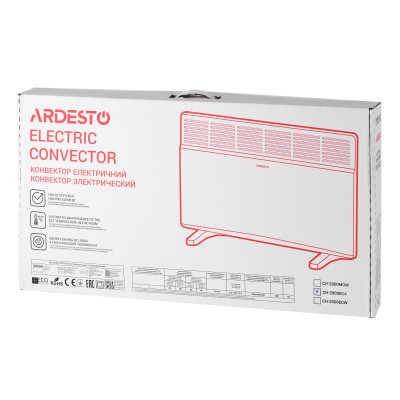 Конвектор електричний ARDESTO СН-2000ECA, 2000 Вт, 20 м2, закритий нагрів. елемент, LED-дисплей, IP24, електронне керування, тижневий програматор, антрацит матовий