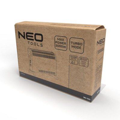 Конвектор Neo Tools, 25м2, 2000Вт, мех. упр-ние, с терморегулятором, открытый нагрев. элемент, белый