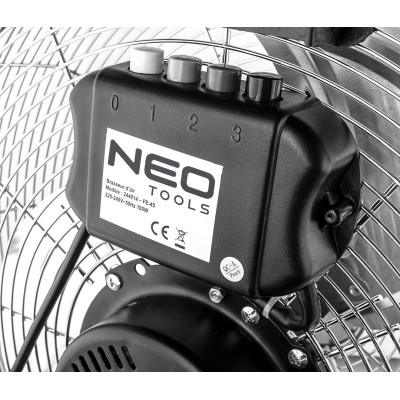 Вентилятор підлоговий Neo Tools NT10 професійний, 45см, 100Вт, двигун мідь 100%, срібний