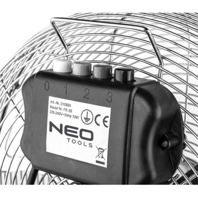 Вентилятор підлоговий Neo Tools NT09 професійний, 30см, 50Вт, кнопки, двигун мідь 100%, срібний