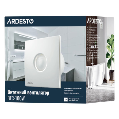 Вытяжной вентилятор Ardesto 15 Вт, 70 м3/ч, 2400 об/мин, 30 дБ, белый