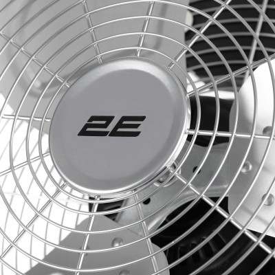 Вентилятор підлоговий 2E PowerWind 45C професійний, 45см, 100Вт, кнопки, двигун мідь 100%, срібний