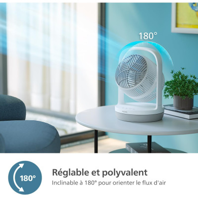 Вентилятор Philips настільний Series 2000, 22см, 24Вт, таймер, поворот 180, білий