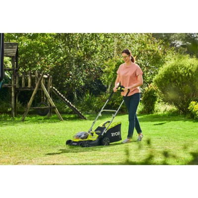 Газонокосарка гібридна Ryobi ONE+ RY18LMH37A-250 18В/220В акб 2х5А·год 37см 45л 25-70мм 15.7кг