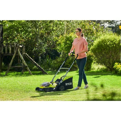 Газонокосарка гібридна Ryobi ONE+ RY18LMH37A-250 18В/220В акб 2х5А·год 37см 45л 25-70мм 15.7кг