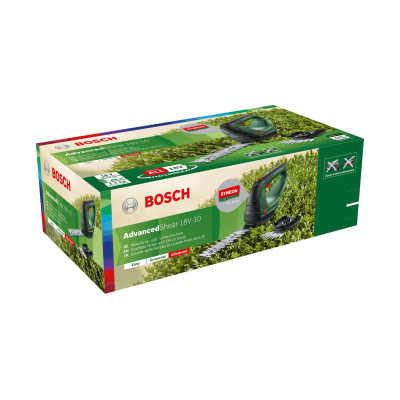 Ножницы для травы аккумуляторные Bosch AdvancedShear 18В-10 + насадка кусторез 10/20см шаг реза 8мм 1.85кг