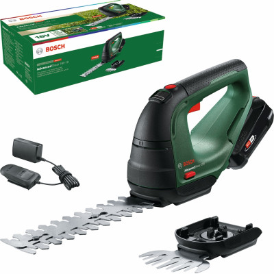 Ножницы для травы аккумуляторные Bosch AdvancedShear 18V-10 + насадка кусторез 10/20см шаг реза 8мм 1xPBA 2.0Ah 2.45кг