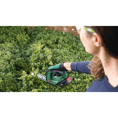 Ножницы для травы аккумуляторные Bosch AdvancedShear 18V-10 + насадка кусторез 10/20см шаг реза 8мм 1xPBA 2.0Ah 2.45кг