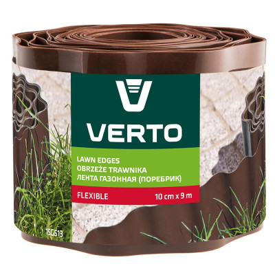 Лента газонная Verto, бордюрная, волнистая, 10смх9м, коричневый