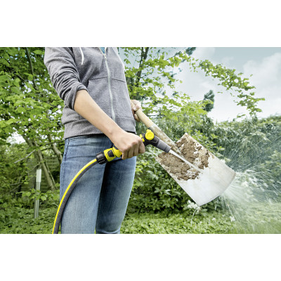 Зрошувач ручний Karcher, пістолетний, регулювання напору води, регулювання форми струменя води, блокування кнопки поливу