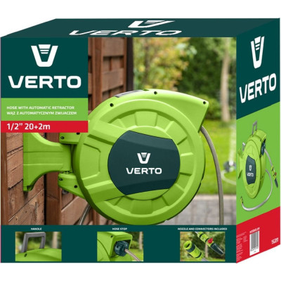 Котушка зі шлангом Verto автоматична 20м+2м шланга 1/2"
