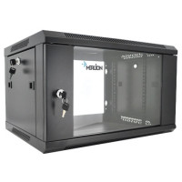 Merlion 6U, 600*450*367 Шкаф закаленное стекло, черный. сталь 1,2мм с замком