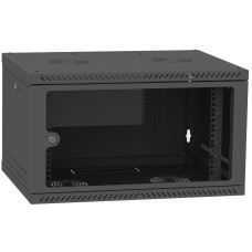 IPCOM 6U 600x600 Шафа телекомунікаційна двері скло (чорна)
